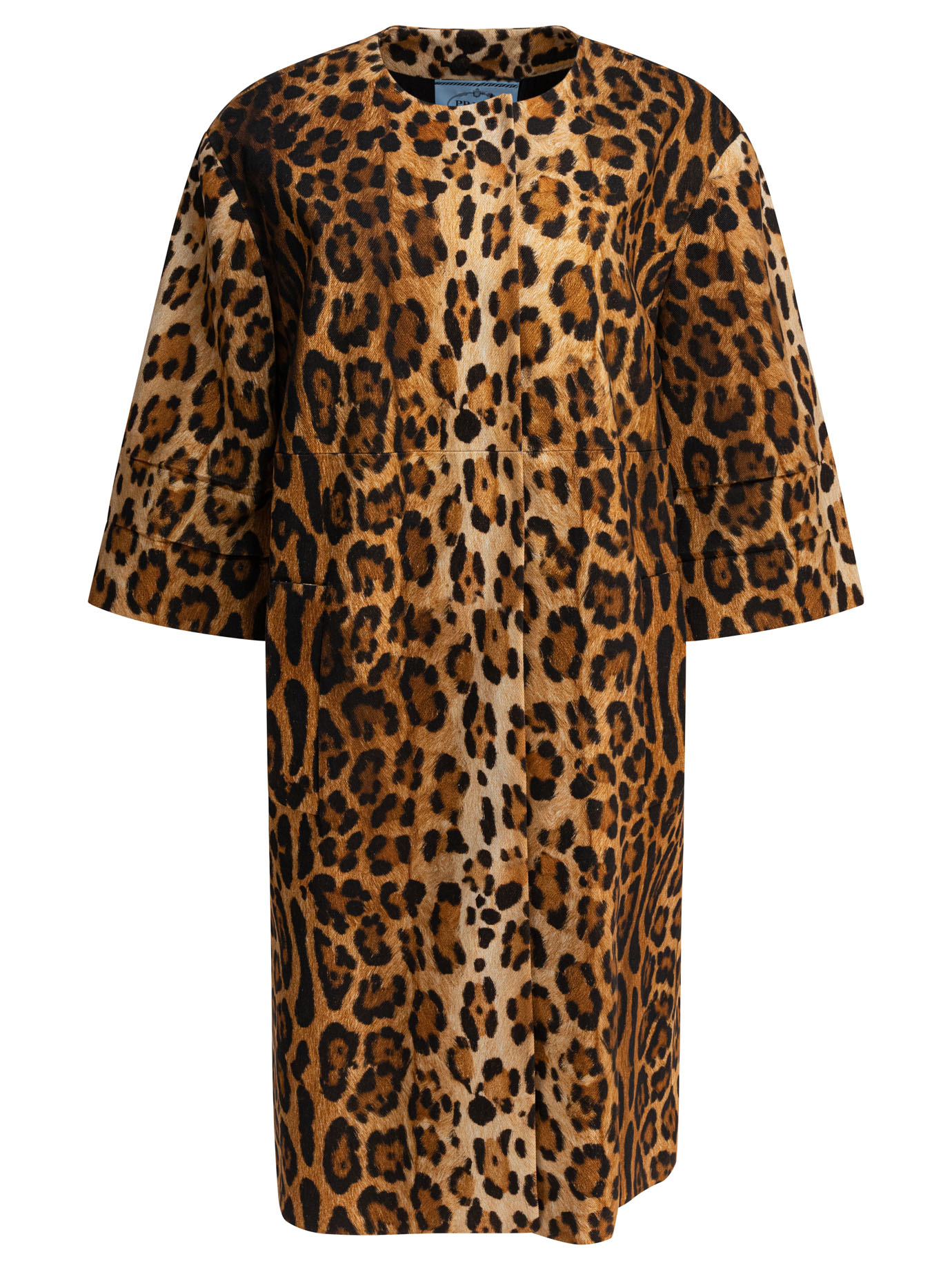 싱글 브레스티드 오버코트 in animalier 드릴